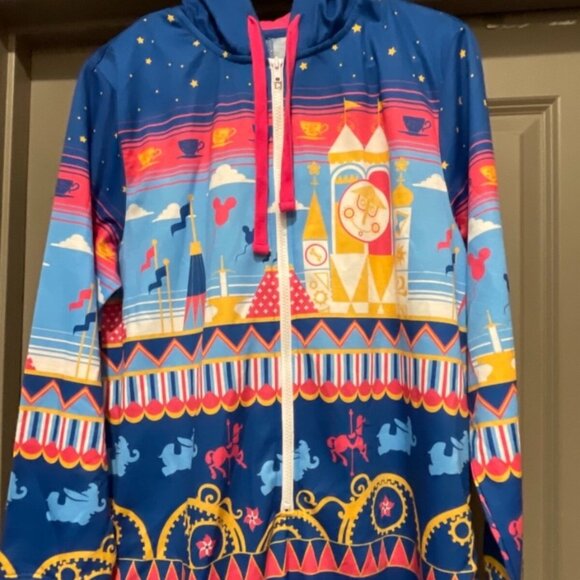 EUC Disney Parks “It’s a Small World” HOODED ADULT ONESIE SIZE LARGE - Picture 4 of 5